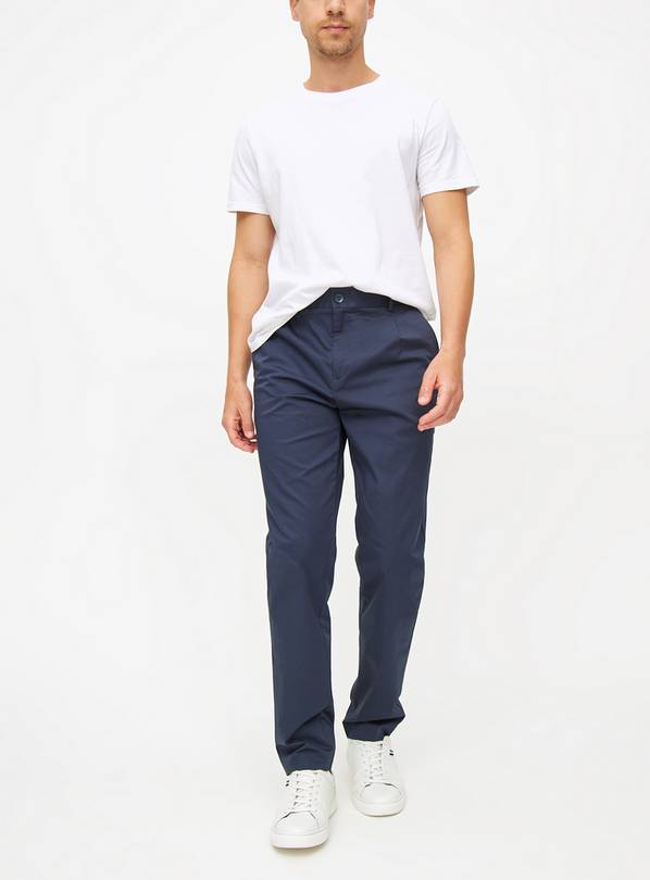 Navy Sateen Trousers 38S