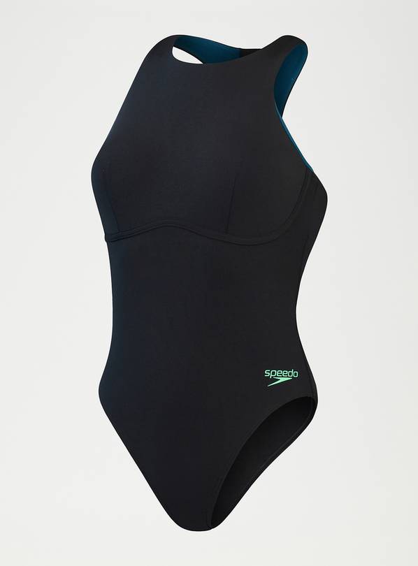 SPEEDO Womens Racer Zip Swimsuit with Integrated Swim Bra 12