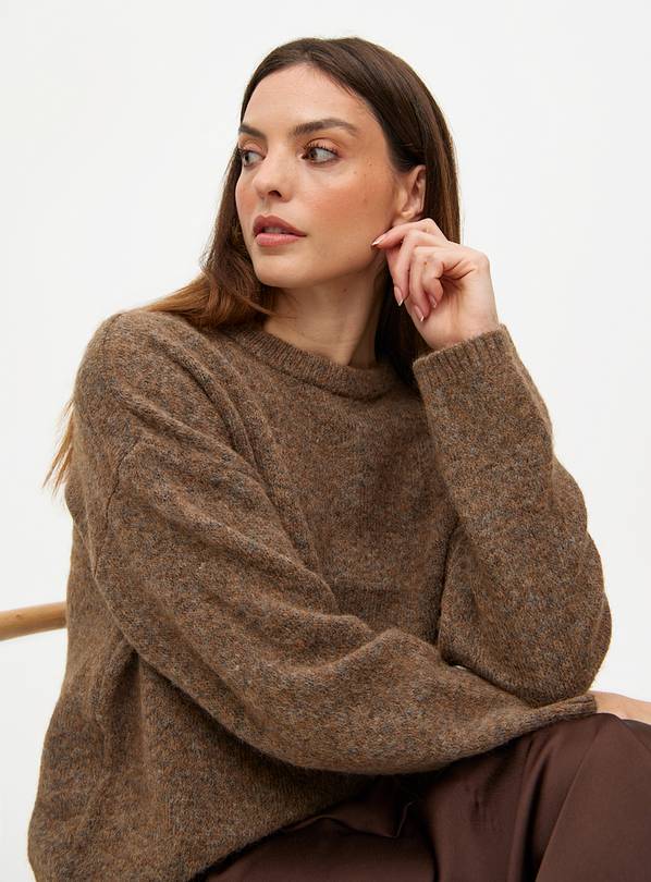 Brown Relaxed Crew Neck Jumper 18