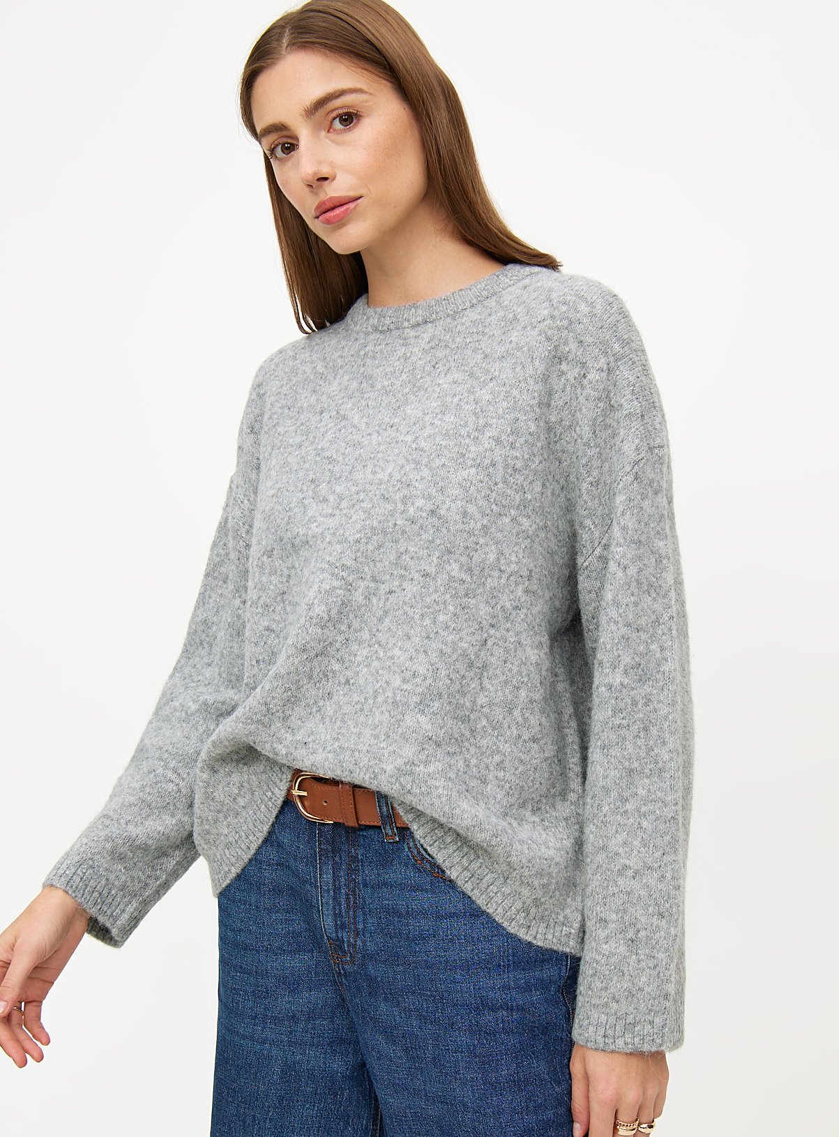 Grey Relaxed Crew Neck Jumper 16
