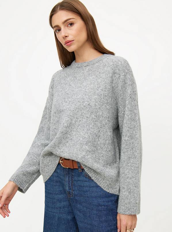 Grey Relaxed Crew Neck Jumper 10