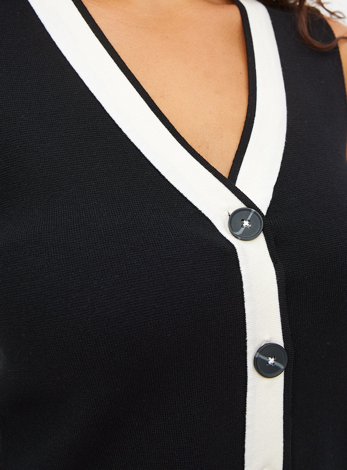 Black Contrast Knitted Waistcoat Top 22 - Image 2 thumbnail