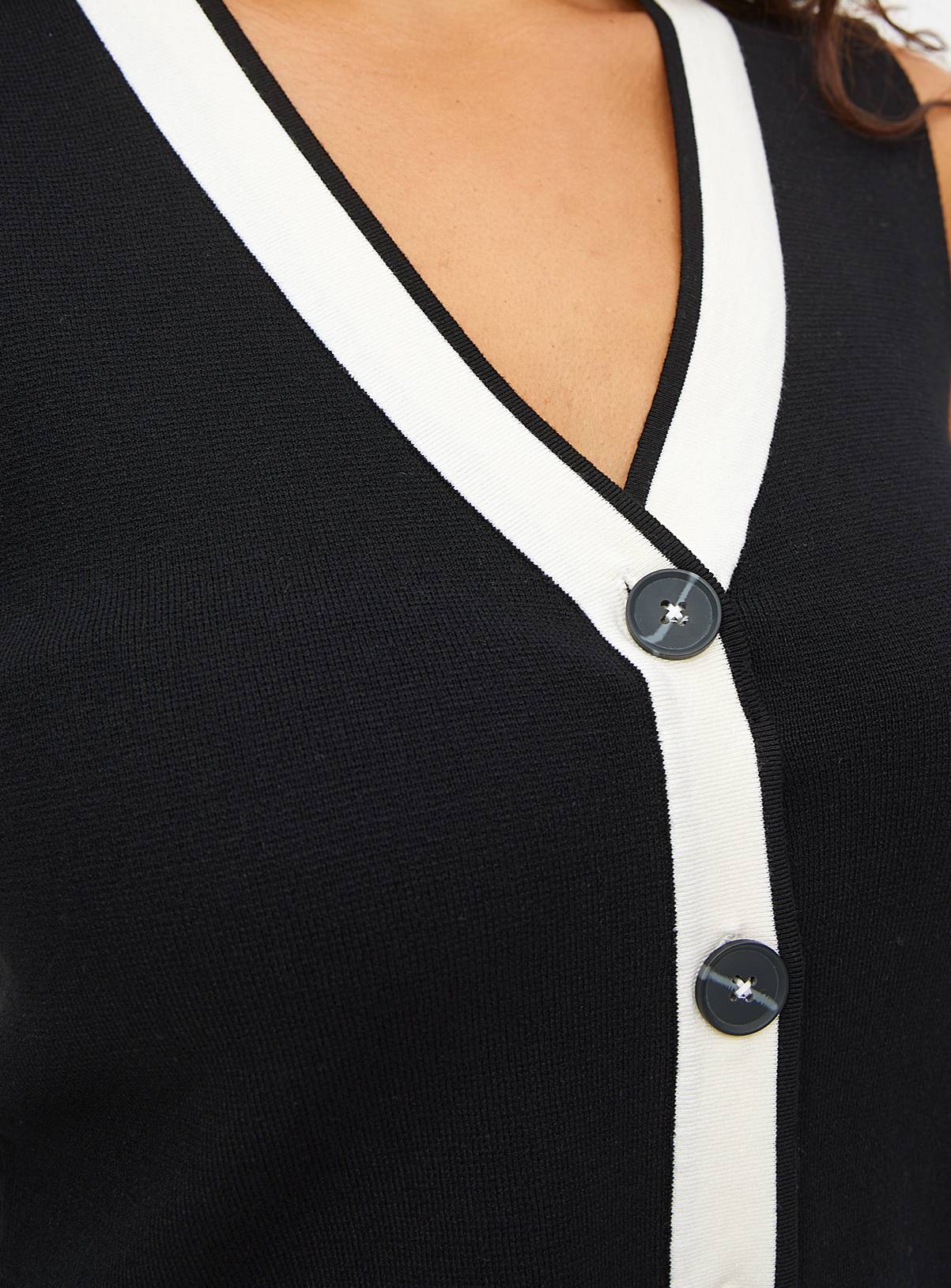 Black Contrast Knitted Waistcoat Top 22 - Image 2