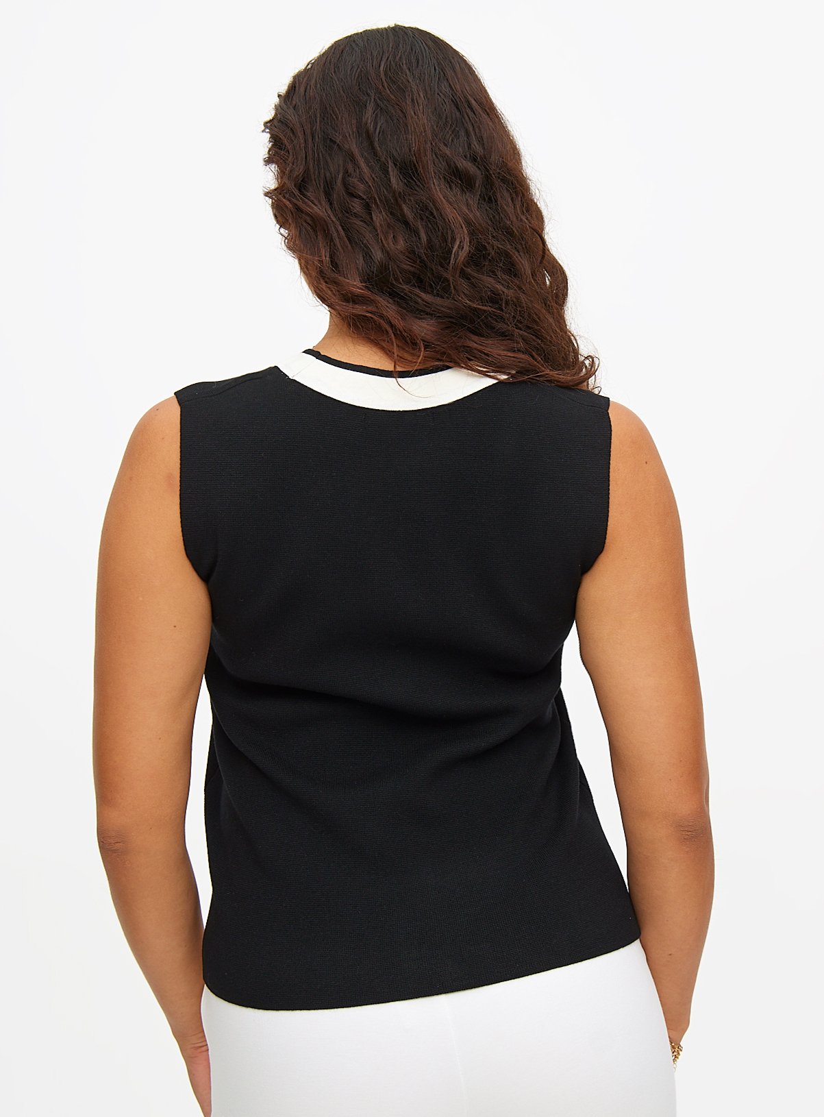 Black Contrast Knitted Waistcoat Top 22 - Image 4 thumbnail
