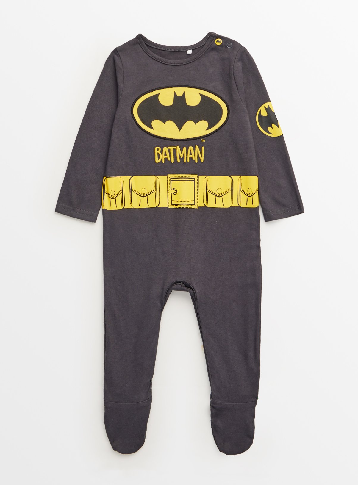 Black Black Novelty Halloween Batman Long Sleeve Sleepsuit (Up To 1 Mth) - Batman by Sainsbury's