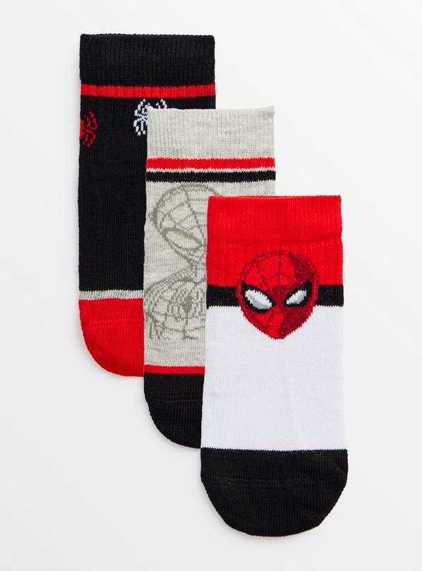 Marvel Spider-Man Print Cropped Ankle Socks 3 Pack 6-8.5
