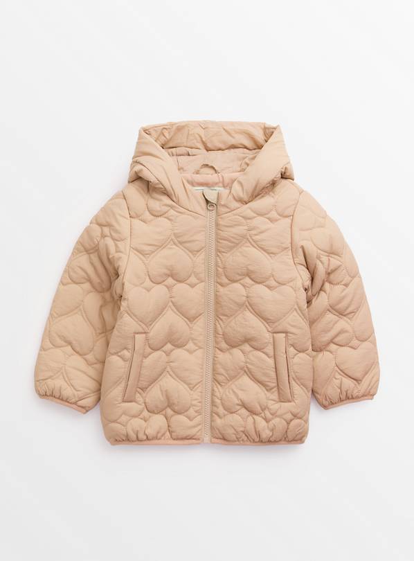 Camel Quilted Hearts Lightweight Coat 1-2 years