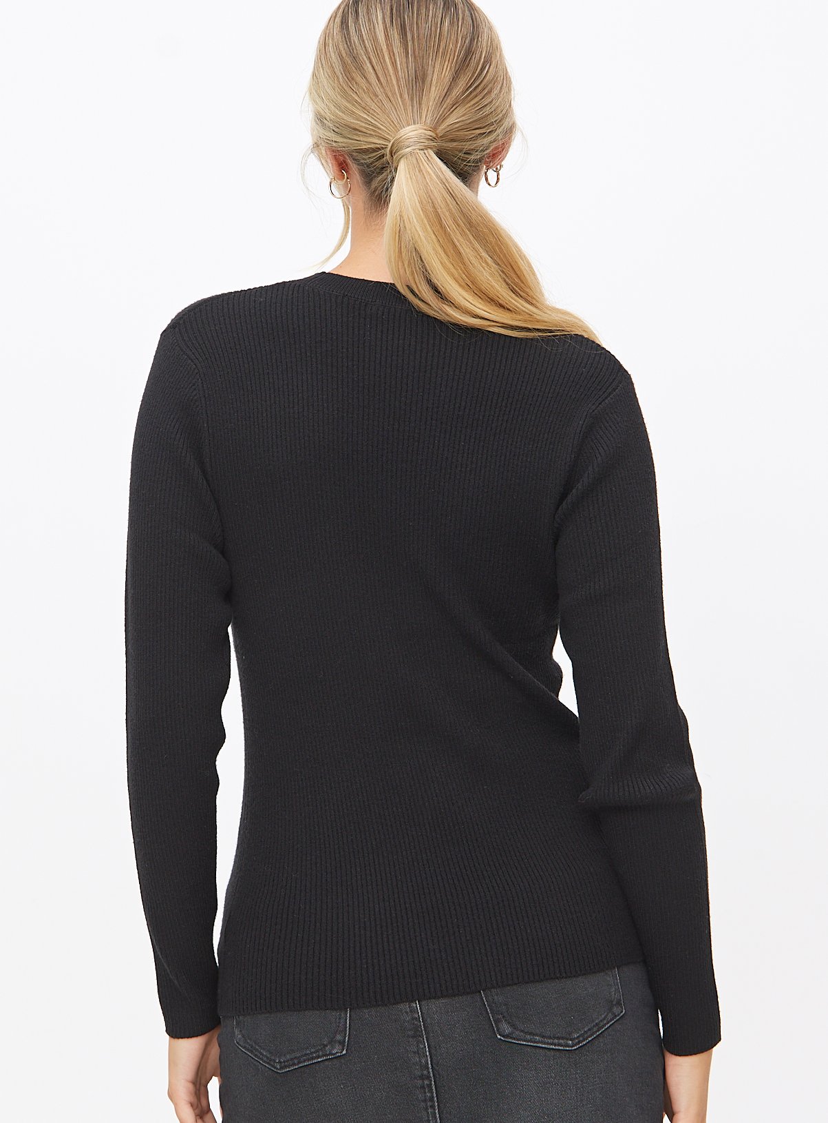 Black Soft Touch Ribbed Crew Neck Jumper 22 - Image 4 thumbnail