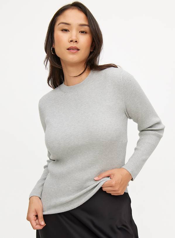 Grey Soft Touch Ribbed Crew Neck Jumper 12