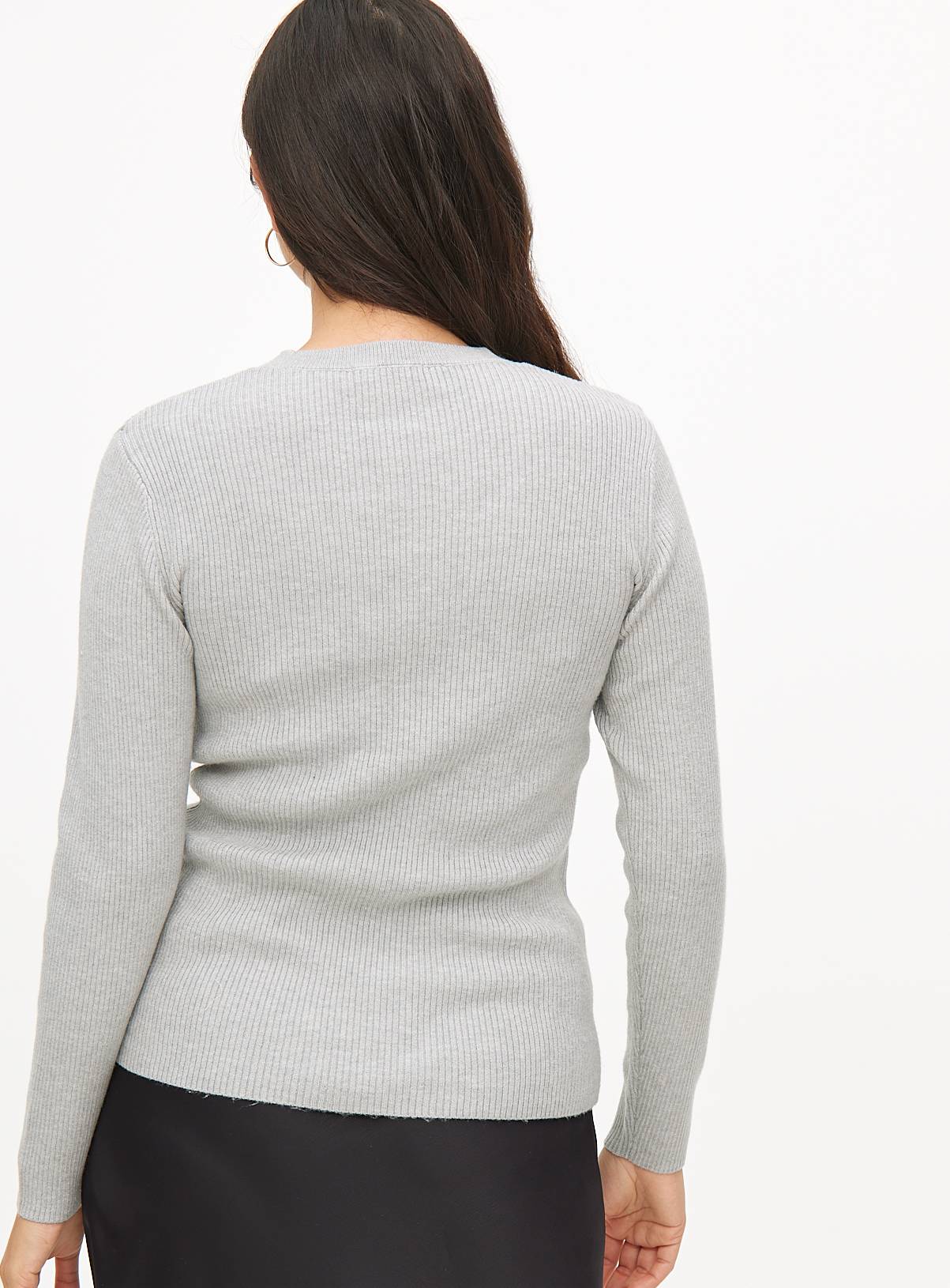 Grey Soft Touch Ribbed Crew Neck Jumper 8 - Image 4