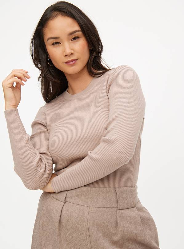 Neutral Soft Touch Ribbed Crew Neck Jumper 10