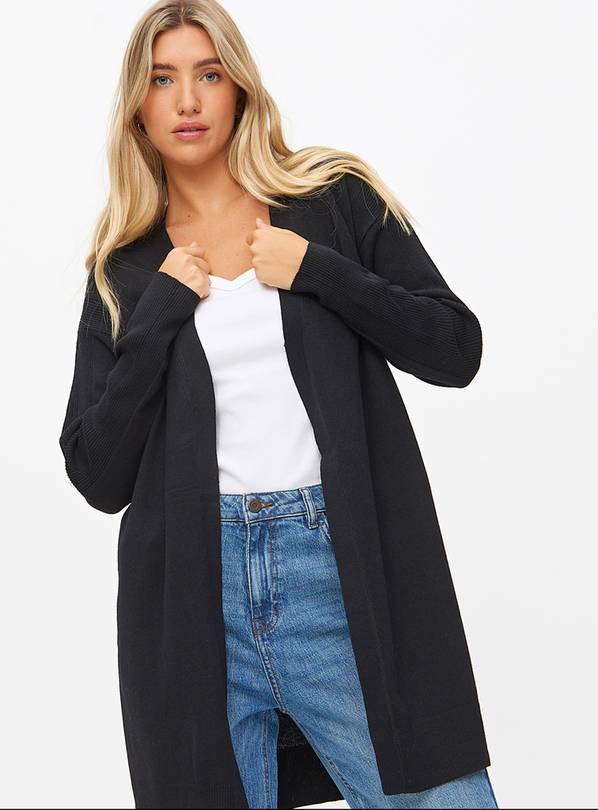 Black Ribbed Longline Cardigan 16