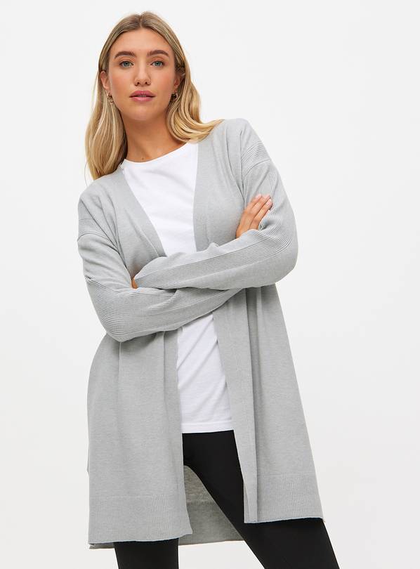 Grey Ribbed Longline Cardigan 8