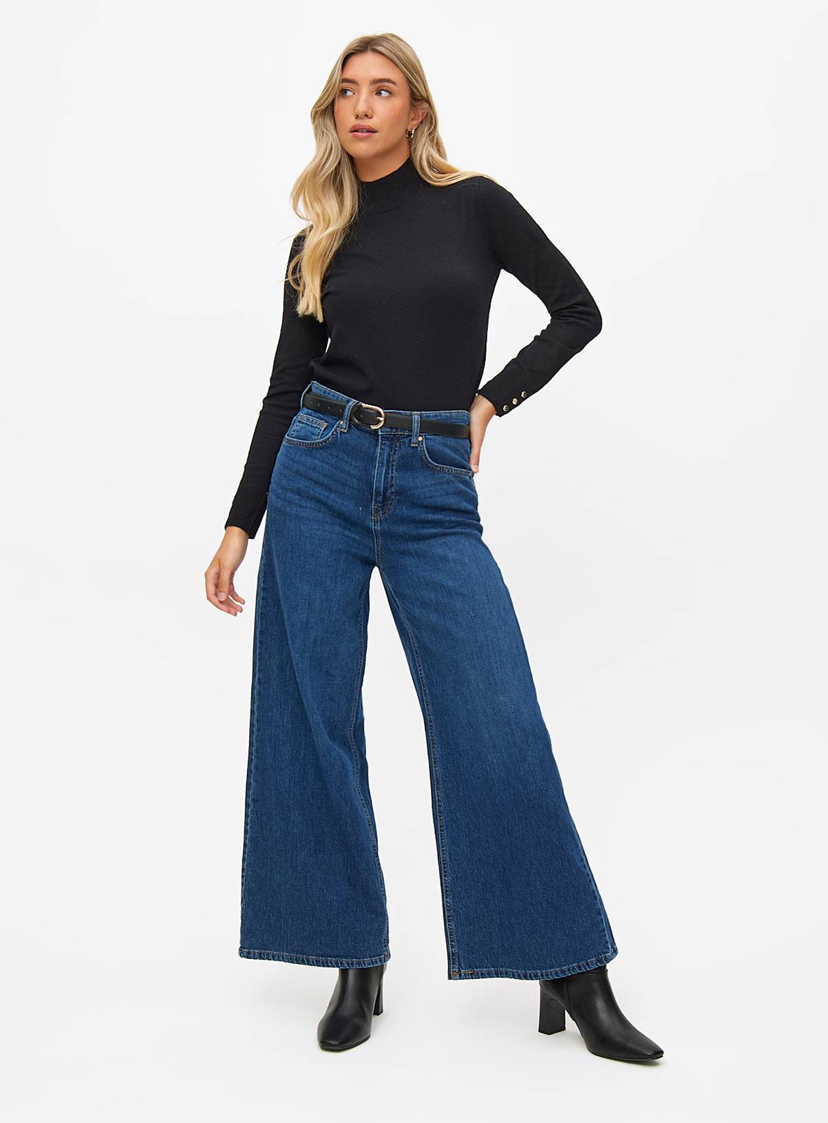 Black Roll Neck Fine Knit Jumper 16 - Image 3