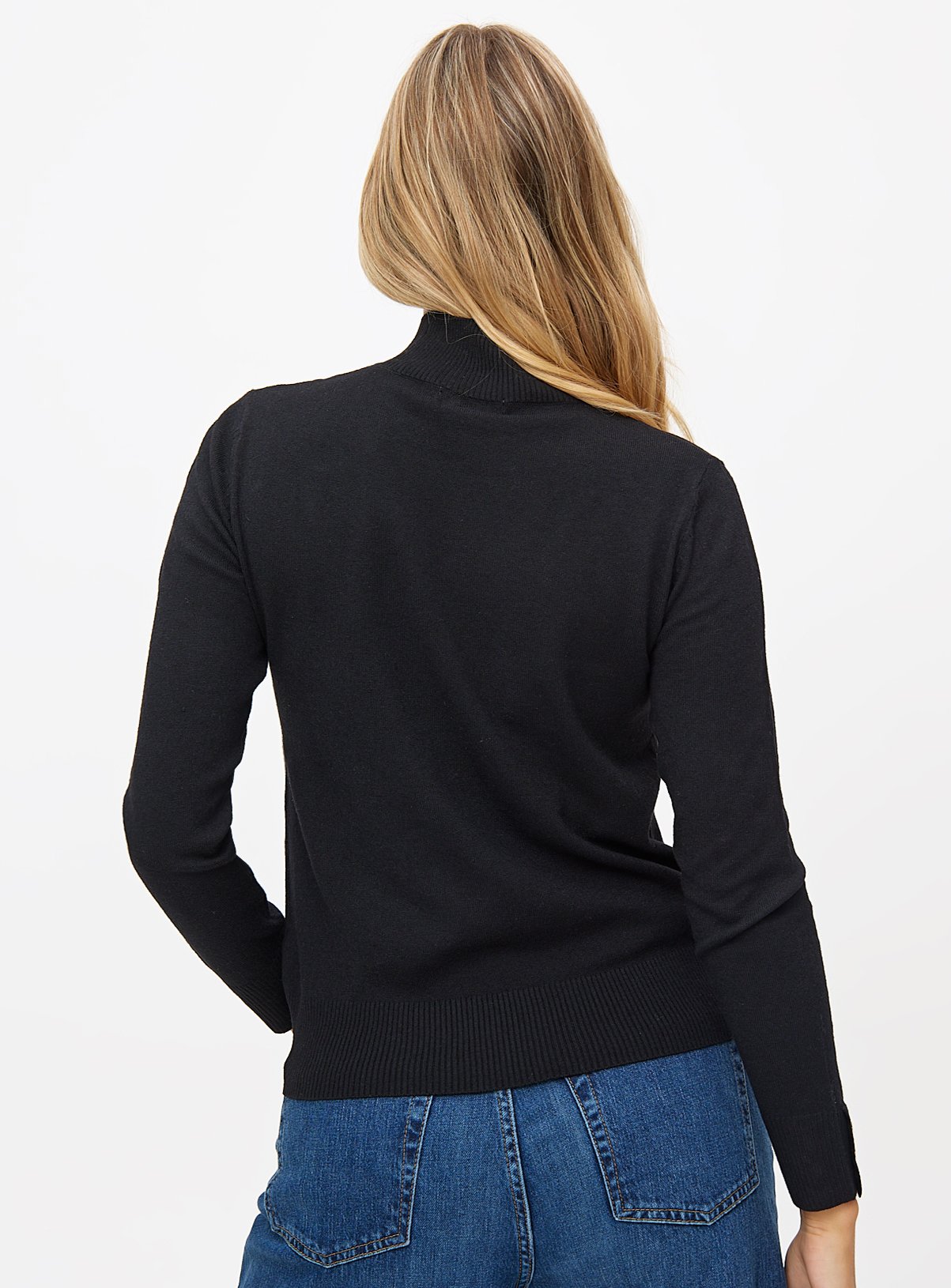 Black Roll Neck Fine Knit Jumper 16 - Image 4 thumbnail