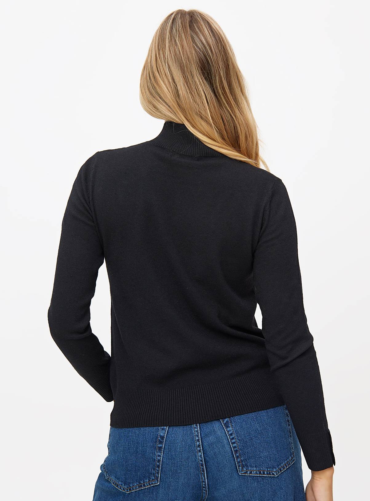 Black Roll Neck Fine Knit Jumper 16 - Image 4