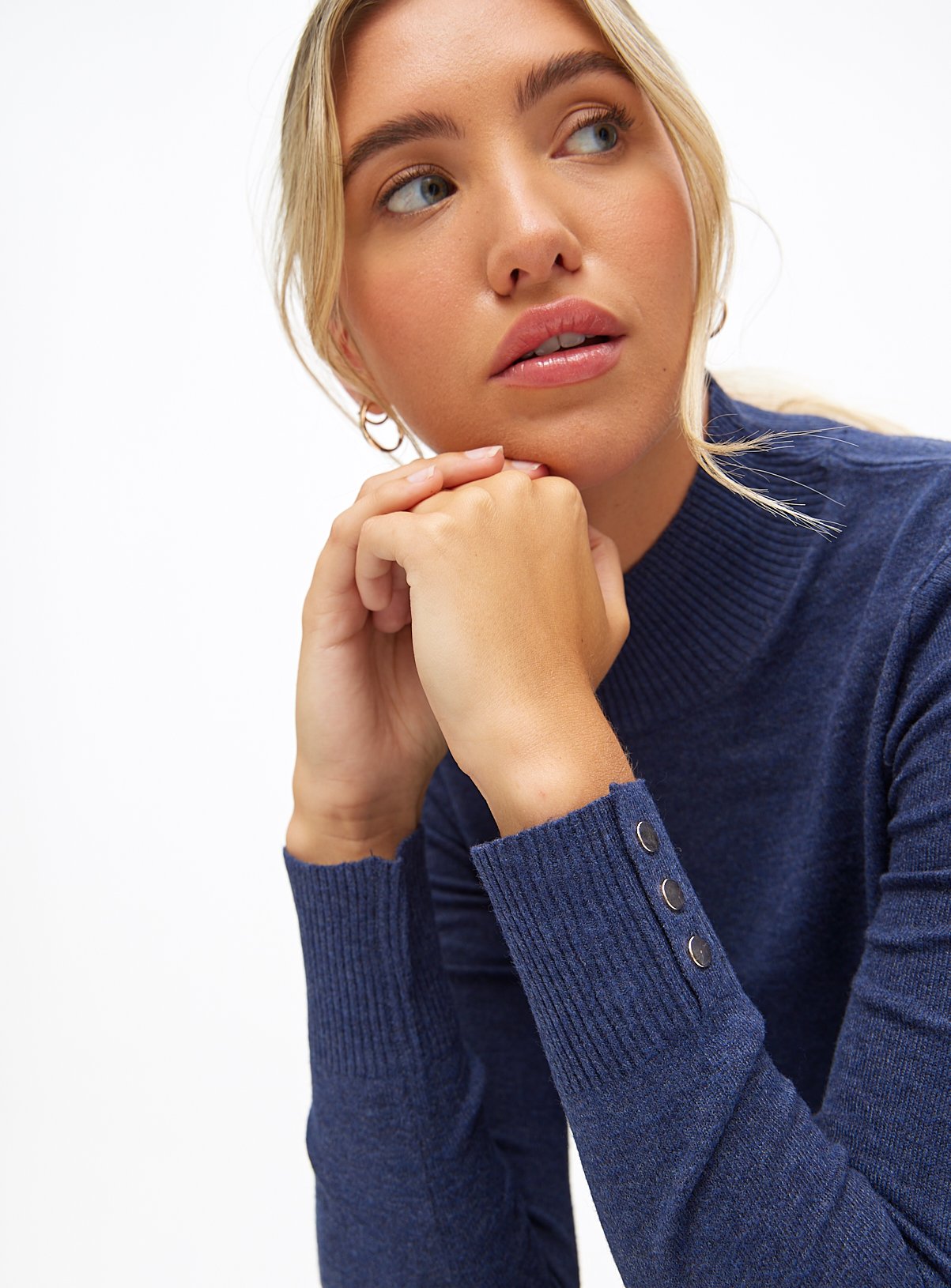 Navy Roll Neck Fine Knit Jumper 20 - Image 3 thumbnail