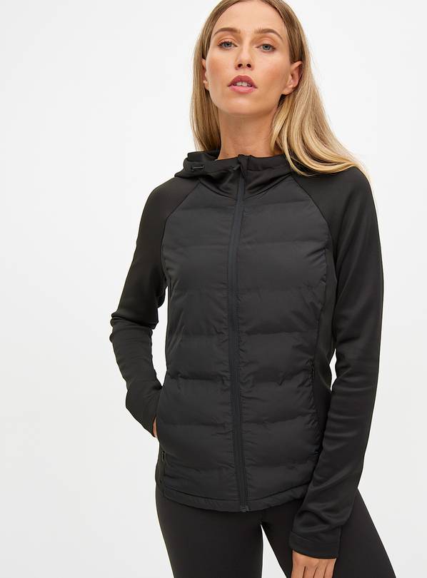 Active Black Quilted Insulate Hooded Jacket XXL