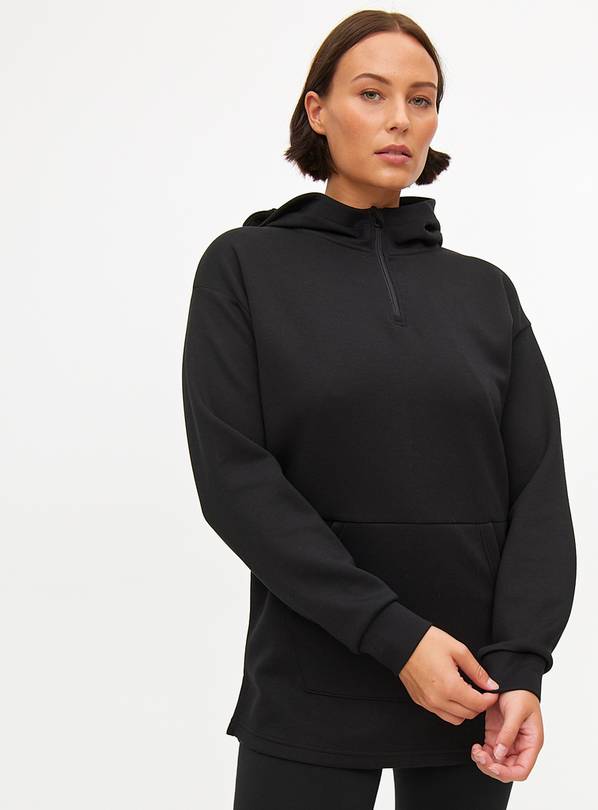 Active Black Oversized Half Zip Scuba Hoodie XL