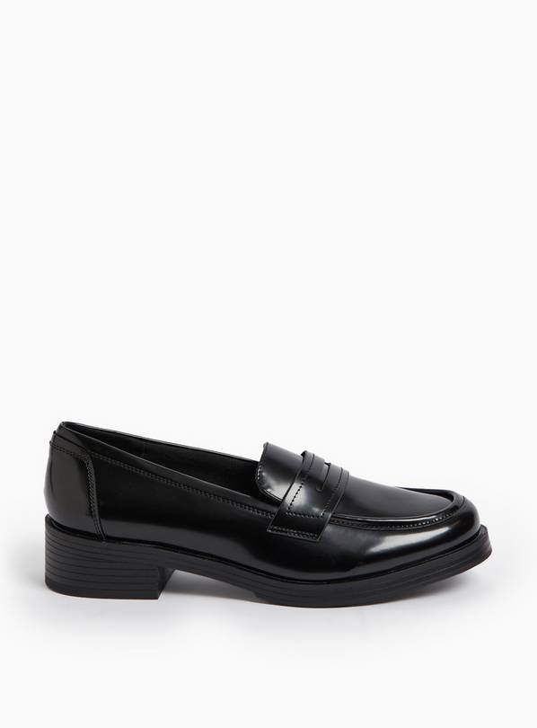 Black Faux Leather Smooth Finish Loafers 3