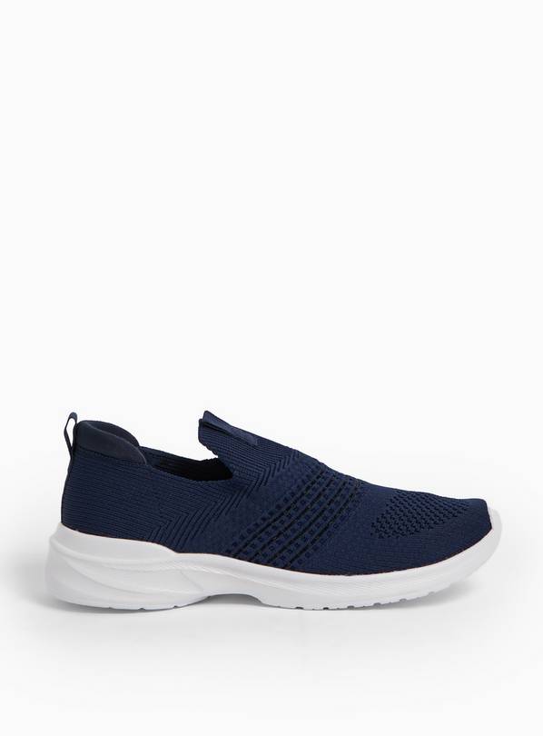 Navy Knitted Slip On Trainers 7