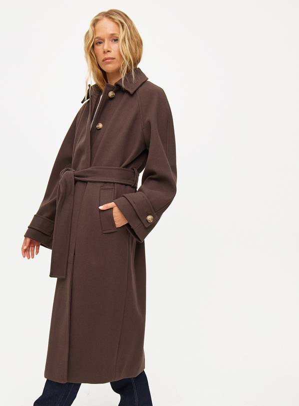 Brown Wool-Look Trench Coat 22