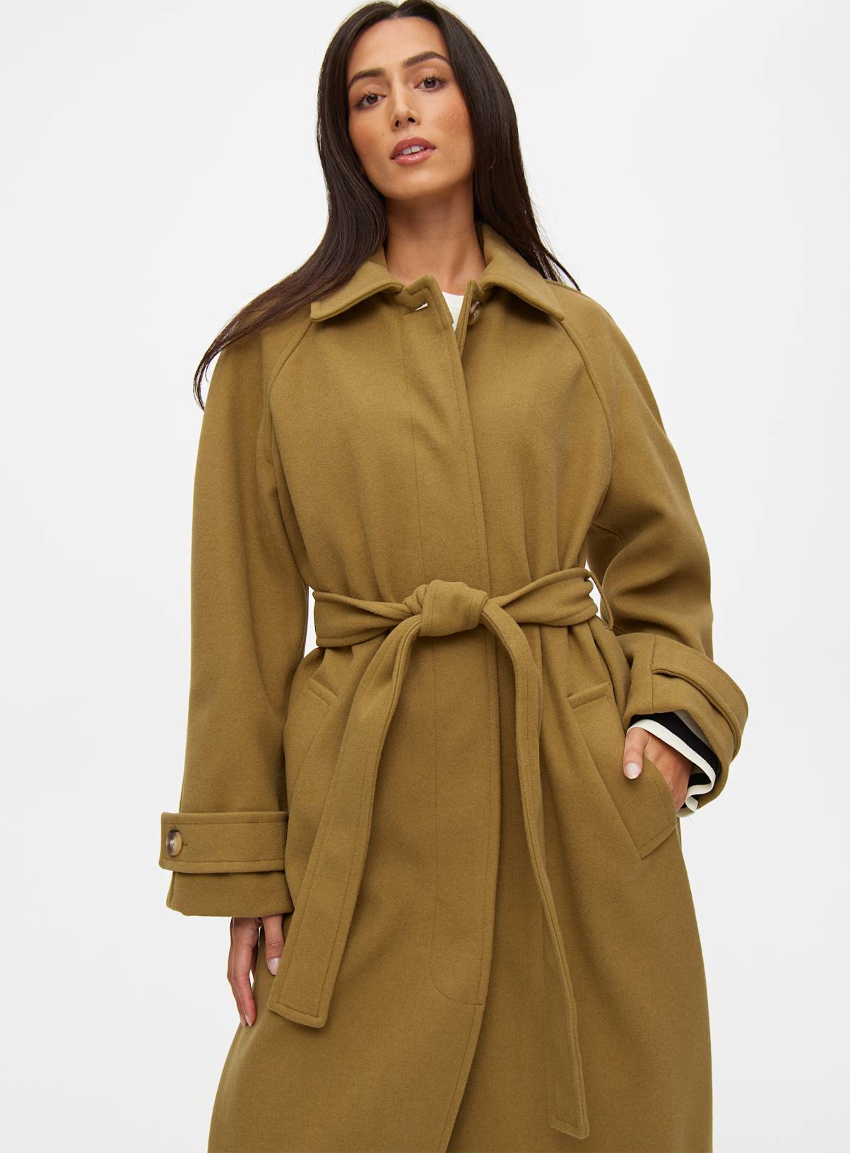 Green Wool-Look Trench Coat 8 - Image 3