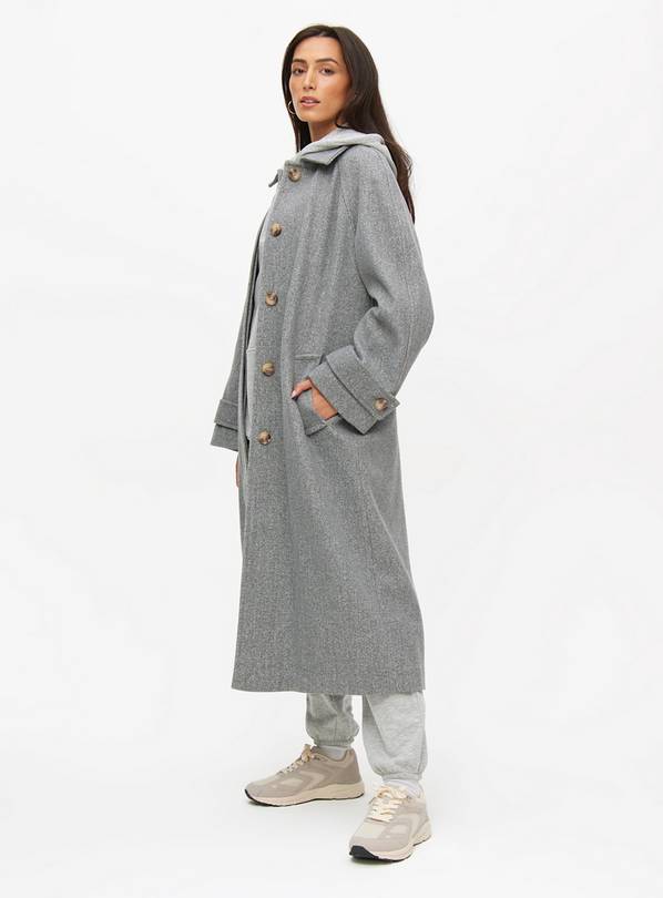 Grey Wool-Look Trench Coat 14