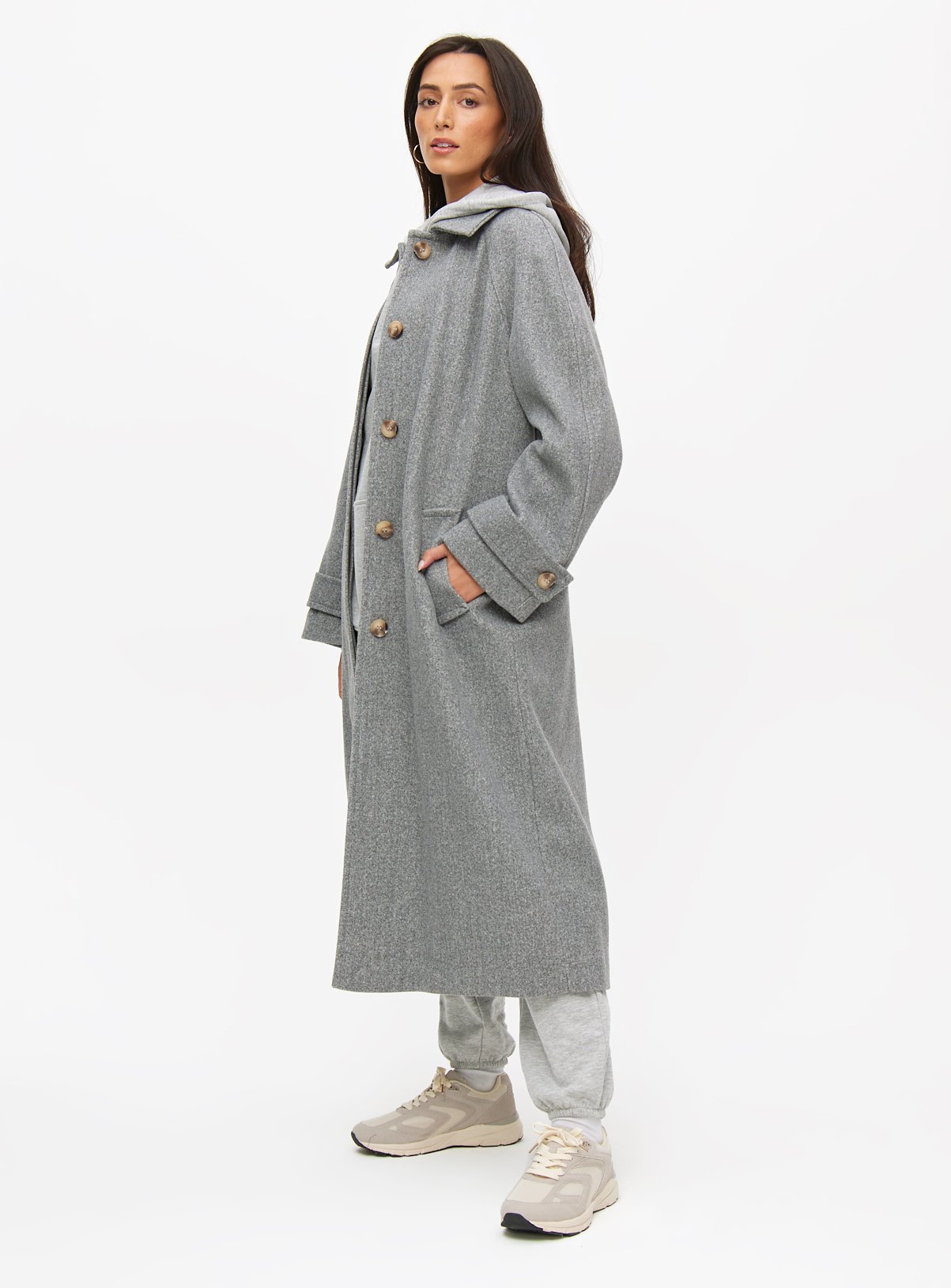 Grey Wool-Look Trench Coat 22