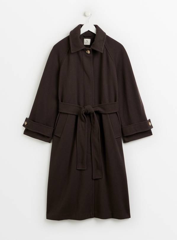 PETITE Brown Tailored Wool-Look Trench Coat 14