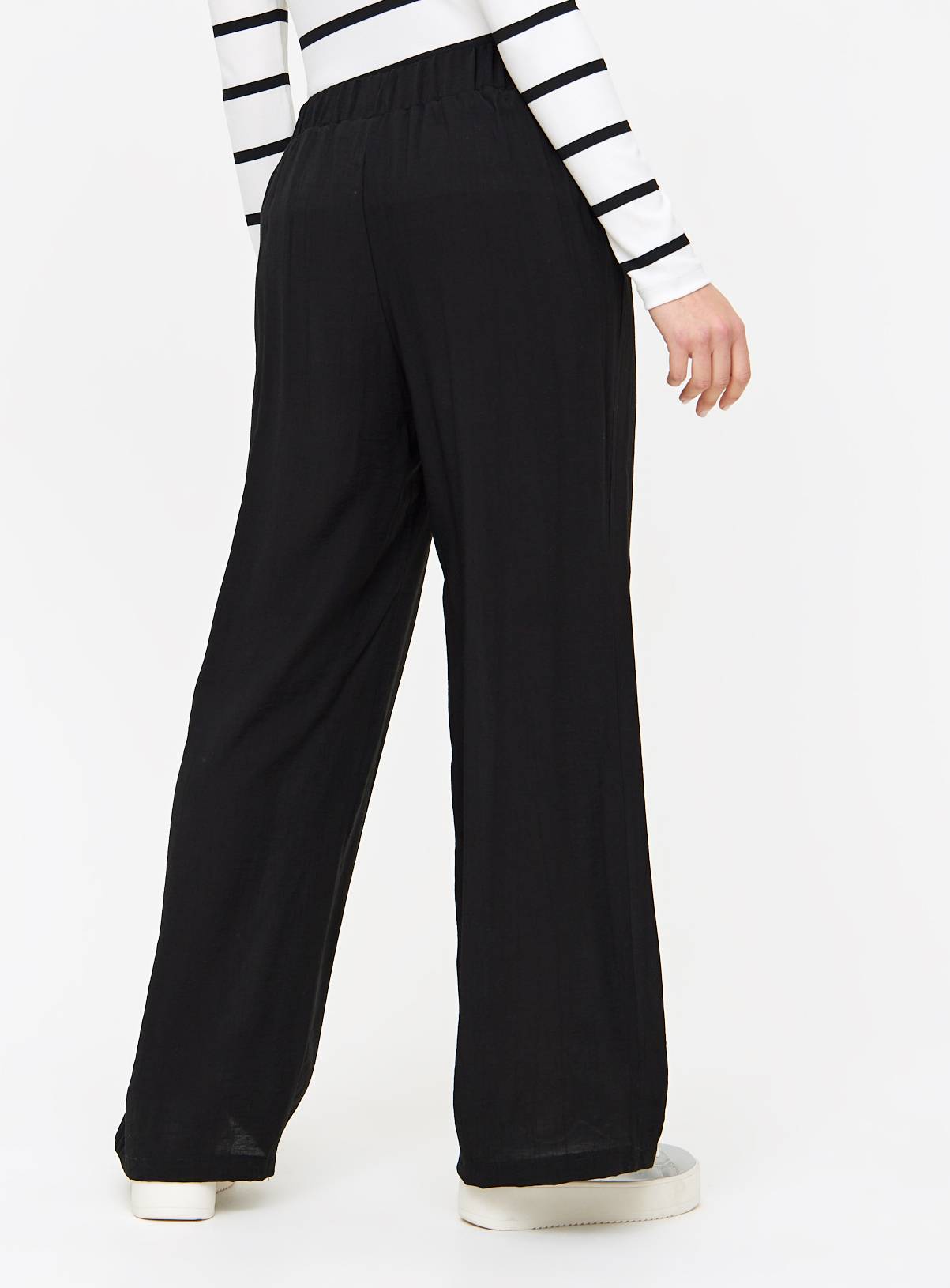 Black Crinkle Wide Leg Trousers 12 - Image 3