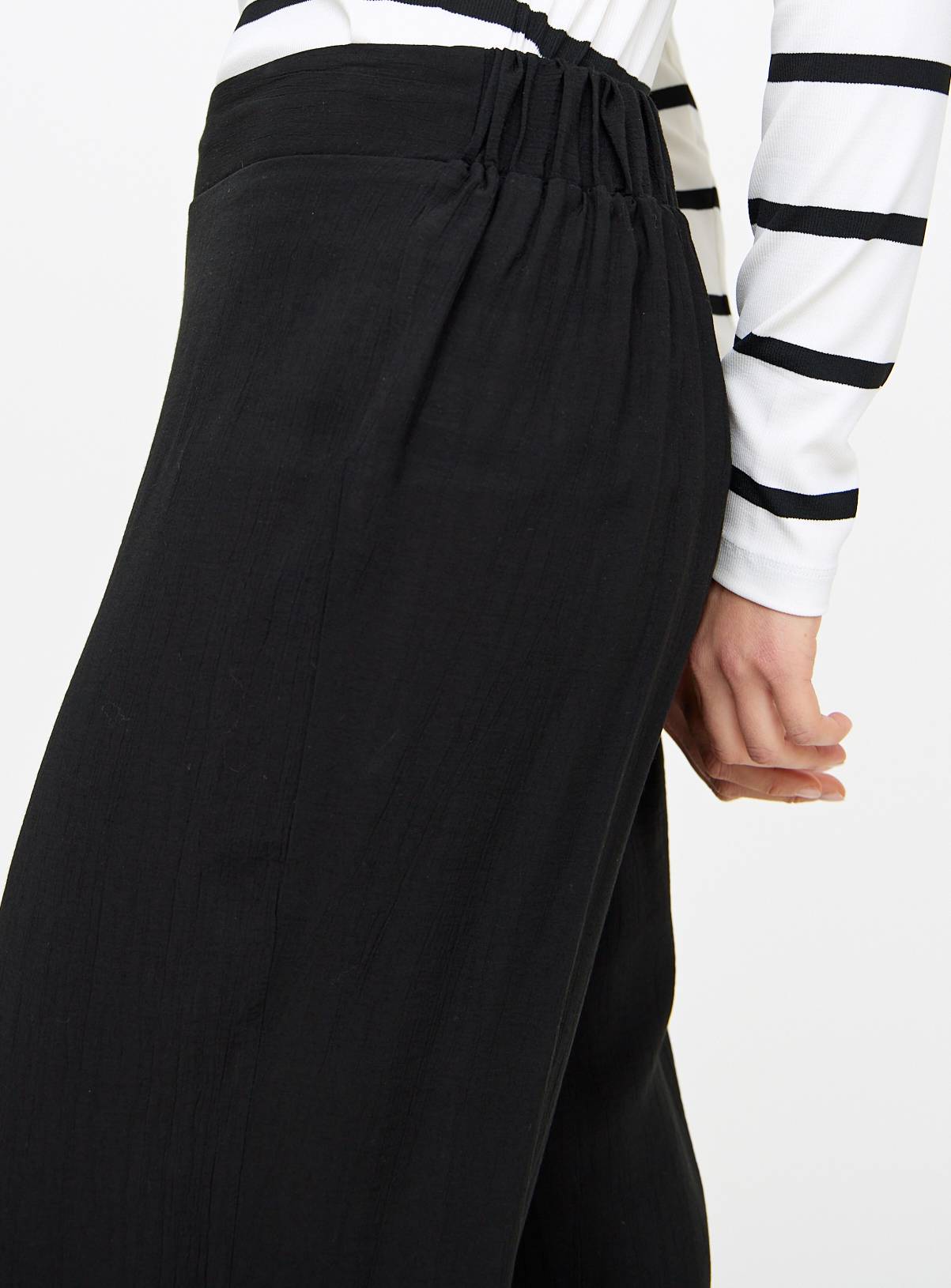 Black Crinkle Wide Leg Trousers 12 - Image 4