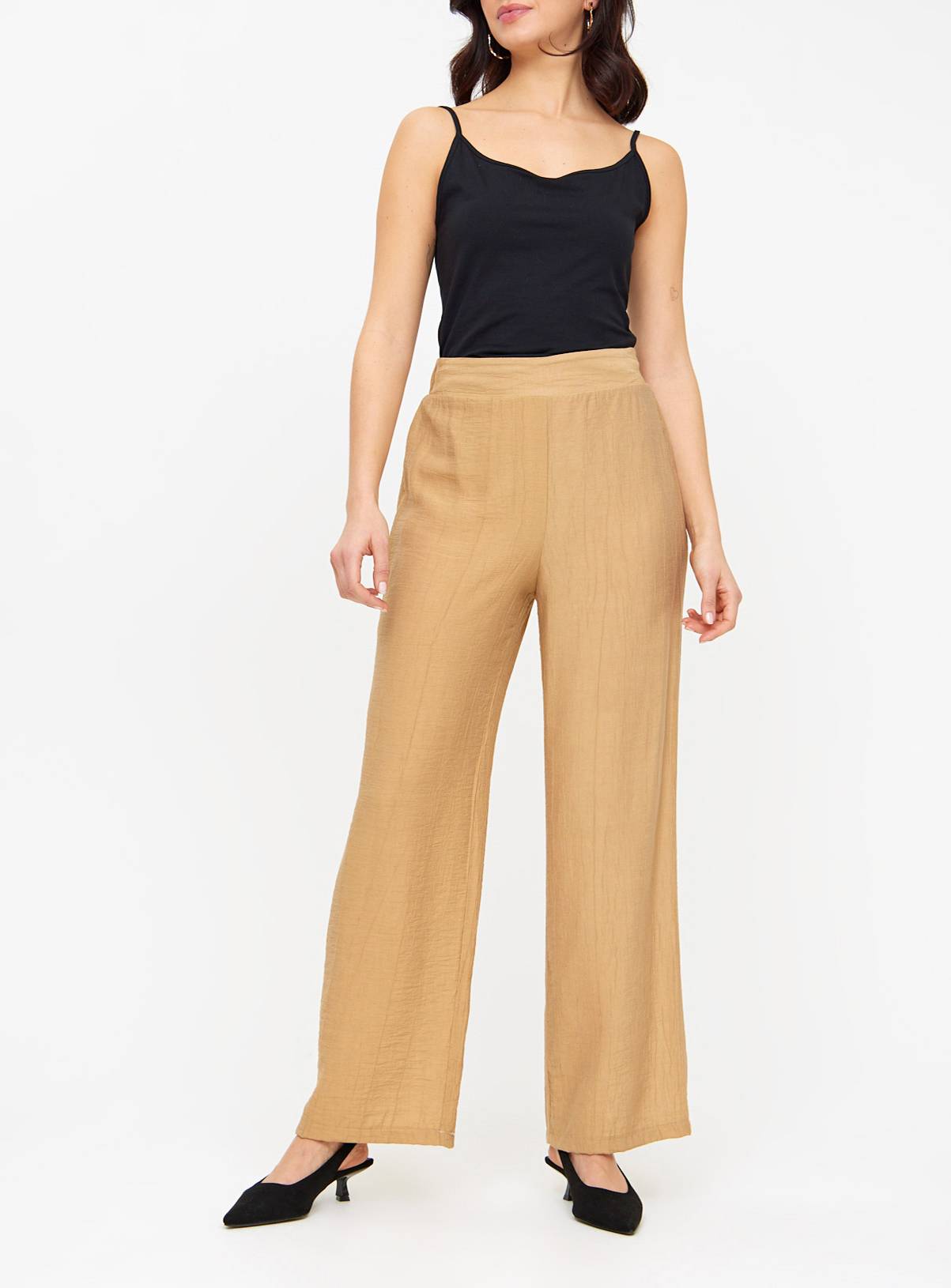 Stone Crinkle Wide Leg Trousers 14 - Image 1