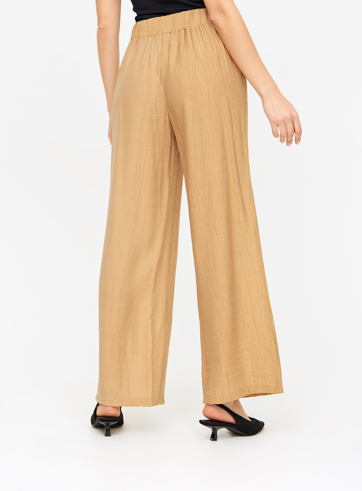 Stone Crinkle Wide Leg Trousers 14 - Image 4 thumbnail