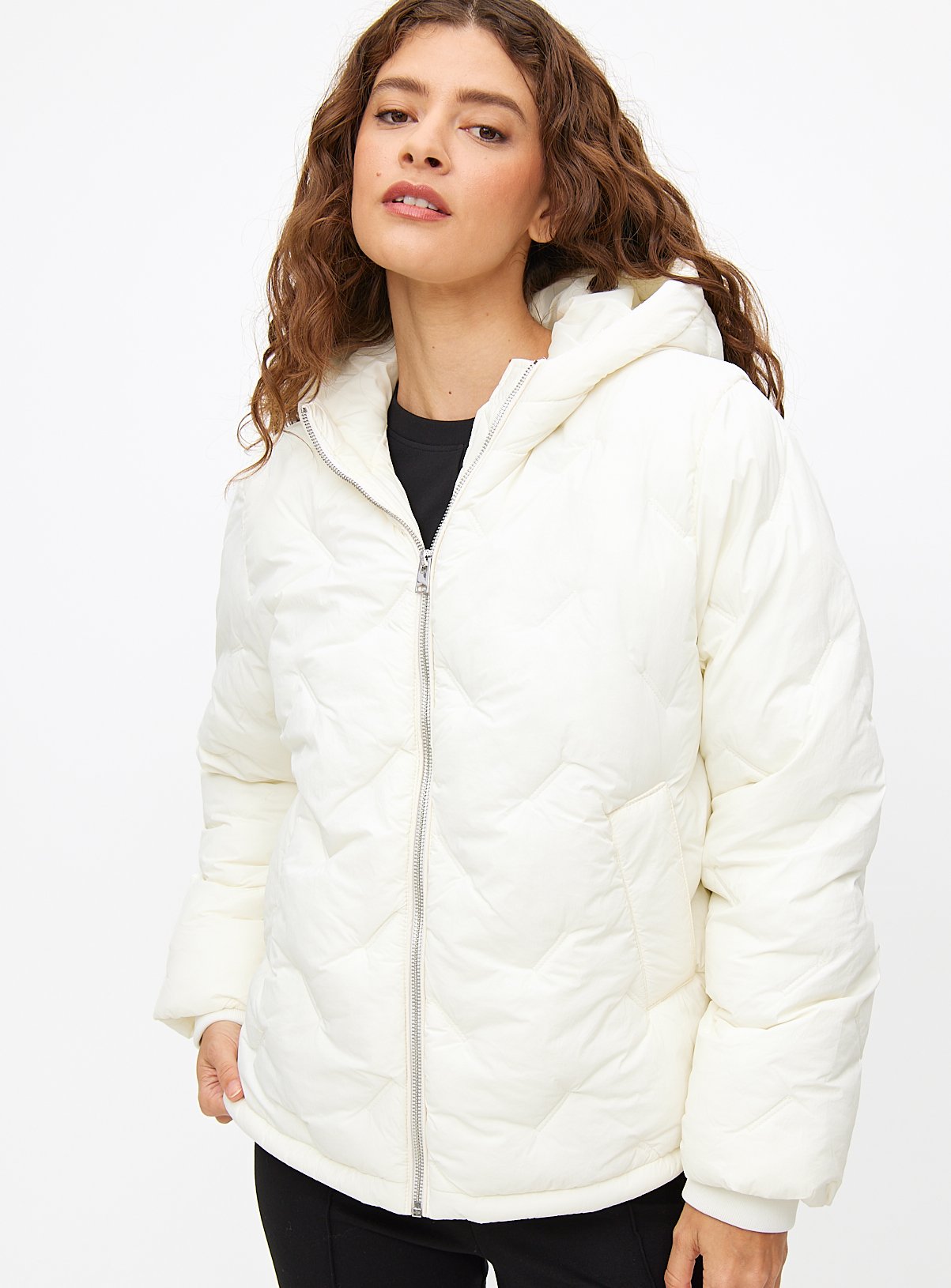 Cream Short Padded Jacket M