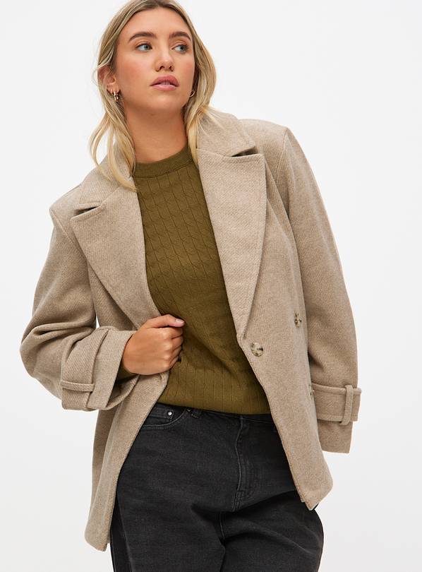 Neutral Twill Short Trench Coat L