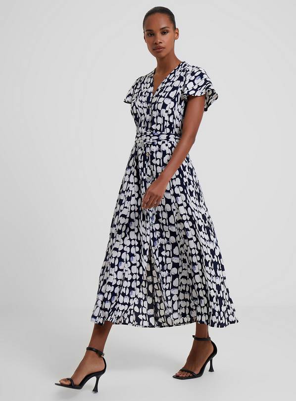 FRENCH CONNECTION Islanna Crepe Short Sleeve Belted Midi Dress 6