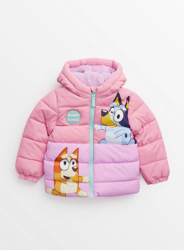 Bluey Pink Colour Block Puffer Coat 3-4 years