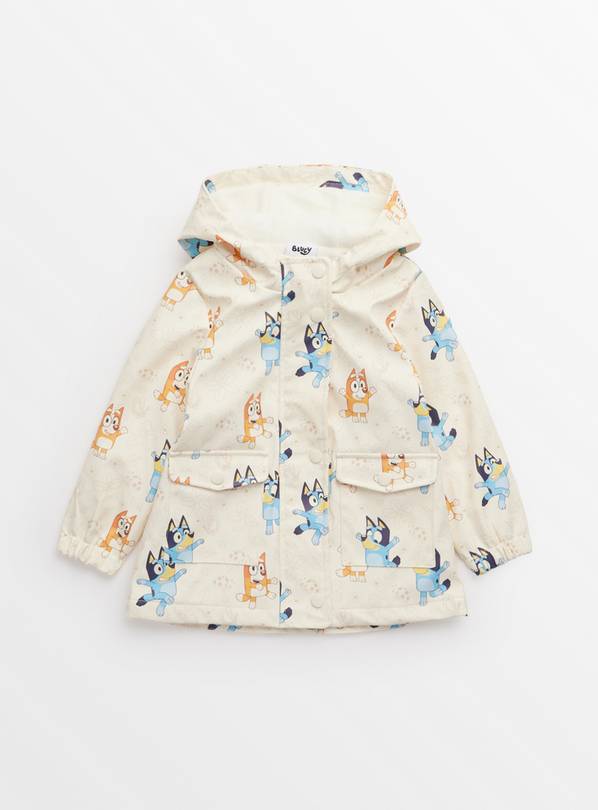 Bluey Cream Printed Rubberised Mac Coat 1-2 years