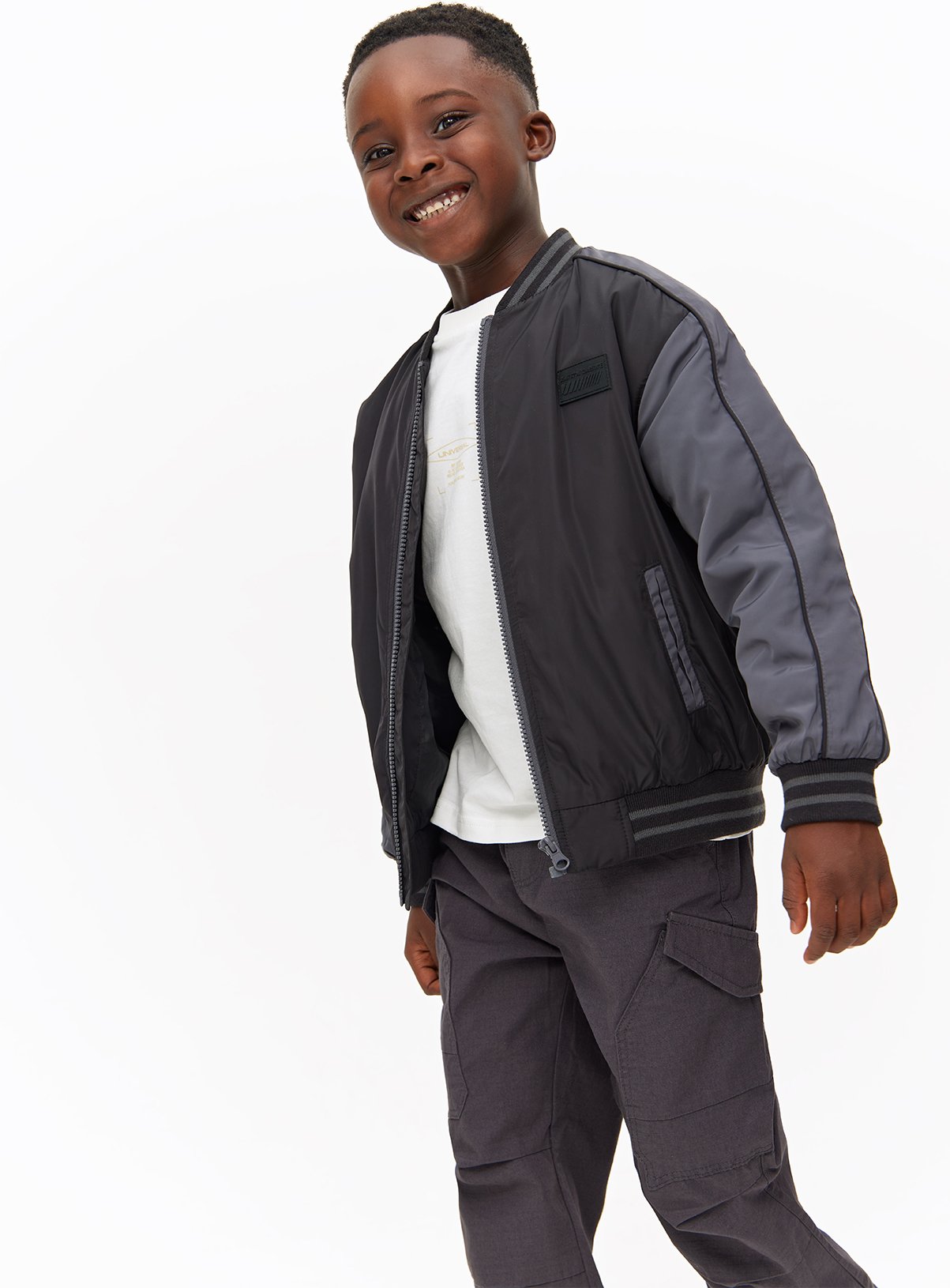 Khaki Khaki Black Varsity Bomber Jacket (15-16 Years) - Tu by Sainsbury's