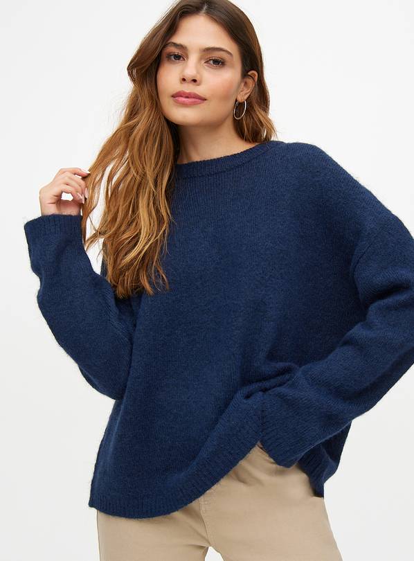 Navy Relaxed Crew Neck Jumper 14