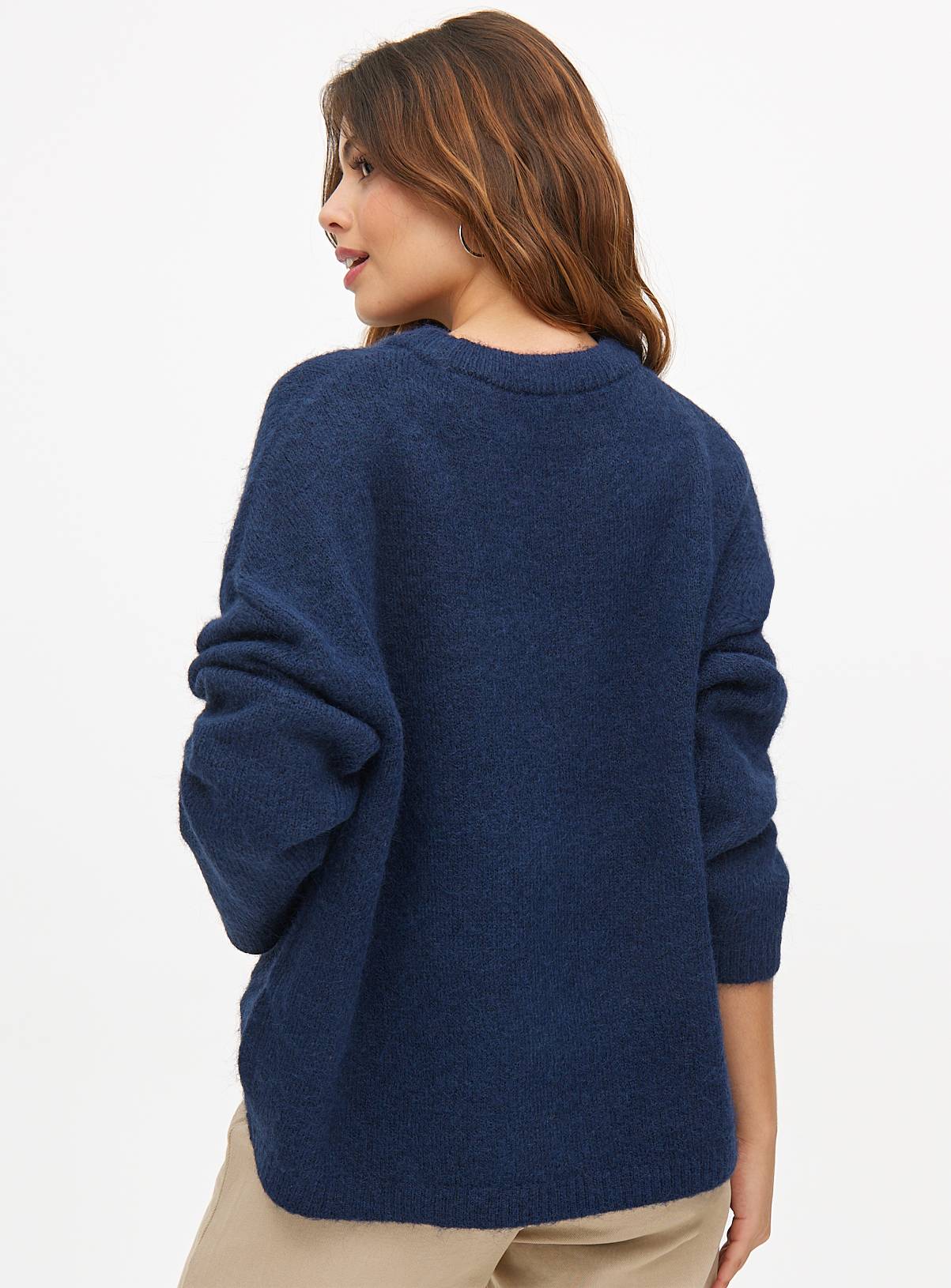 Navy Relaxed Crew Neck Jumper 14 - Image 4