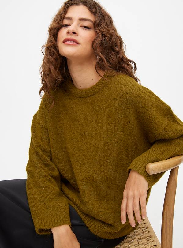 Green Relaxed Crew Neck Jumper  18