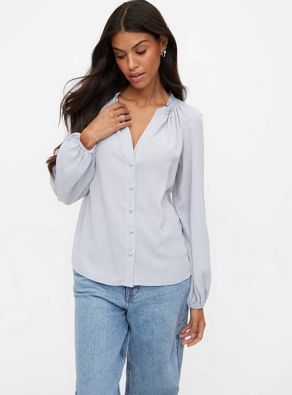 Light Blue Frill Long Sleeve Blouse 10