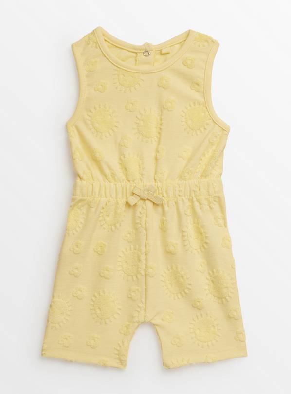 Yellow Short Sleeve Towelling Romper Up to 3 mths