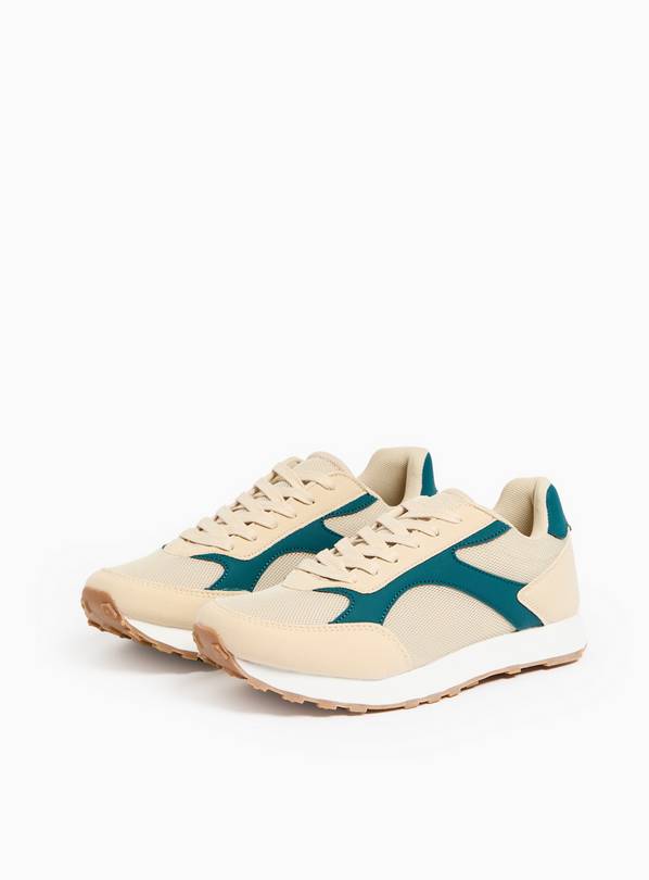 Neutral Contrast Green Panel Jogger Trainers 3
