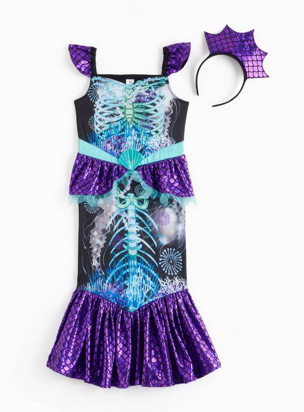Halloween Skeleton Mermaid Fancy Dress Costume 7-8 years