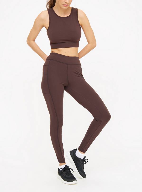 Active Chocolate High Waisted Performance Leggings L