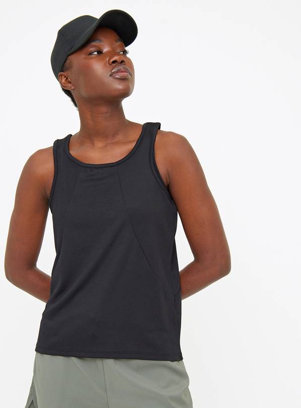 Active Black Dropped Hem Vest Top  L