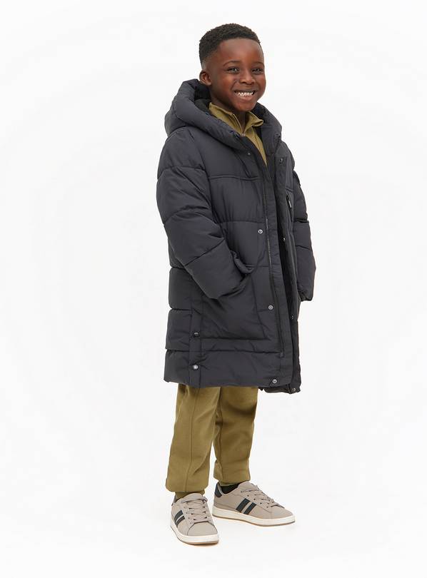 Black Padded Longline Puffer Coat 5-6 years